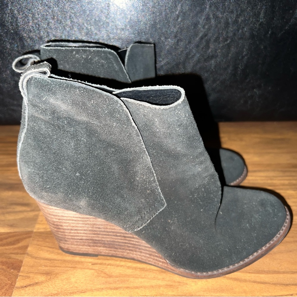 Lucky brand black suede wedge boot